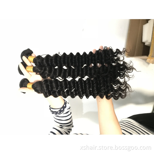 Cuticle Aligned Deep Wave Human Hair Weaves Wholesale 10A 10A+ Grade Unprocessed Virgin Human  Hair Bundles Vendors